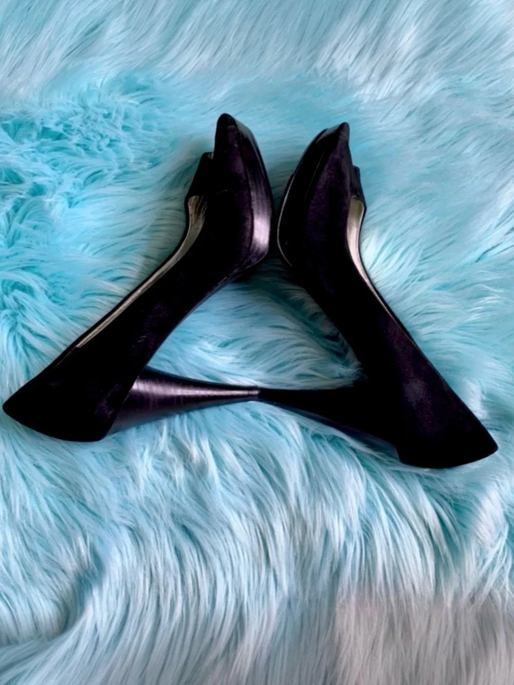 Style & Co Black Suede Leather Y2K Open Toe Cone Heels Women’s 10 Pumps